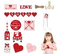 Générique Décorations d'Étagère à Étages,Ornement GNOME Cœur en Bois - Décor Rustique en Bois pour Étagère Saint-Valentin - pour Manteau Table Basse Bibliothèque Chambre