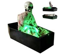 Générique Décorations d'halloween 30 cm Squelette animé dans Un Cercueil, décor de Squelette Effrayant activé par la Voix avec lumière et Sons effrayants pour décoration de fête à la Maison