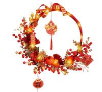 Générique Décorations du Nouvel An chinois 2024 Décorations du Nouvel An chinois 2024 Couronne du Nouvel An chinois Couronne de fleurs pour porte d'entrée Couronne de Noël 2024 (B, 50CM)