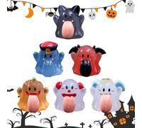 Générique Décorations Fantômes - 6 Pièces Décorations Fantômes Phosphorescentes pour Voiture | Statuette Halloween en Résine Design Langue Proéminente pour Jardin Maison Bureau Voiture