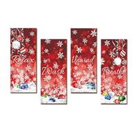 Générique Décorations Murales d'de Noël - 4 Pièces Créatives En Bois,Décor De Noël Vintage - Pour La Décoration De La Porte Et Du Porche, La Maison, Les Célébrations, La Famille, Les Fêtes Et La