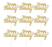 Générique Décorations pour Gâteau D'anniversaire Mignons et Créatifs 10 Pièces en Papier Or, Pics à pour Fête Shower ou Anniversaire