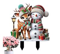 Générique Decorative 2D Acrylic Christmas Outdoor Stakes | Christmas Outdoor Decor | Christmass Yard Signs Stakess for Home | Decorative Garden Stakes Joy for Holiday New Year Home Decor