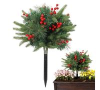 Générique Decorative Cedar Stake - Artificial Tree for Holiday Display | ABS Greenery with 55cm Height, Garden Accent for Planter Vase Lawn Patio Park, Christmas Yard Decor