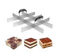 Générique Découpe Gâteau Cutter | Découpeur Carré en Acier Inoxydable avec Manche,Outil Dessert pour Fondant Flan Découpe | Anniversaire Amis
