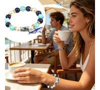 Générique Deep Sea Beaded Bracelet - Adjustable Trendy Nautical Wris | Stylish stretch elastic bracelet featuring -inspired nautical beads and an alloy charm with electroplated finish, design