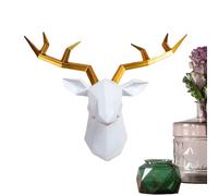 Générique Deer Head Wall Mount - Geometric Animal Head Decor, Artificial Deer Heads Wall Hanger, Resin Deers Figurines For Living Room, Bedroom, Office, Cabin, Rustic Home, And Modern Interior