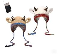 Générique Deer Storage Hat- Festive Christmas Antler Hat, Creative Antler Hats & Bag 2-in-1 Practical and Adorable (C)