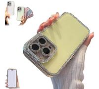 Générique Defendcase New Double-Sided Diamond-Embedded Case for iPhone, Solid Color Anti-Drop All-Inclusive Phone Case with Lens Protection, for iPhone 16/15/14/13/12ProMax (16pro,Yellow)