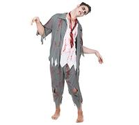 Generique - DEGUISE TOI - Déguisement etudiant zombie homme - Haut - Pantalon - Cravate - Taille Unique (42) - Argenté/gris - Déguisements adultes - 100% Polyester - Lavage à la main - Halloween
