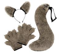 Générique Deguisement Adulte Carnaval Gants Griffes Loup Oreilles Queue Réalistes Fourrure Halloween Performance À Thème Déguisement Homme Femme Carnaval Sauvage