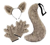 Générique Deguisement Adulte Carnaval Gants Griffes Loup Oreilles Queue Réalistes Fourrure Halloween Performance À Thème Déguisement Homme Femme Carnaval Sauvage