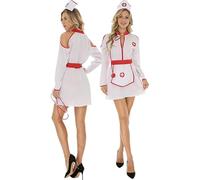 Générique Déguisement Adulte Robe D'Infirmière Élégante Pour Carnaval Et Scène Tenue Blanche Avec Ceinture Et Col Déguisement Soignant Pour Adulte Immaculé