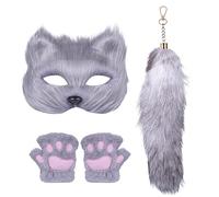 Générique Déguisement Animal | Costume Jeu de Rôle | Accessoires Mignons Gants Pattes Masque Queue pour Soirée Déguisée Halloween