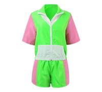 Générique Déguisement Année 80 Homme Femme Costume Années 80 Survêtemen, Rétro Disco Hippie Survêtement Veste Pantalon Accessoire Bandeau Protège-poignets pour Carnaval Halloween Fête Bad Taste(Bleu)