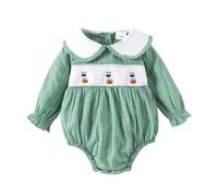 Générique Deguisement Bébé,Costume d'halloween Body à Manches Longues pour Bébé Unisex avec Broderie Citrouille - Combinaison à Carreaux - Parfait pour Un Usage Quotidien Festival