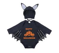 Générique Deguisement Bebe Fille Garçon Halloween Bébé Nouveau- Né Mignon Barboteuse Combinaison Cosplay Chauve-Souris Déguisement Costume 8 Ans Chapeau Chauve Souris (Le noir1-A,3-6 mois)