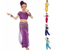 Générique Déguisement Bollywood Enfant, Costume Danse Orientale, Robe Indienne Sari Carnaval Fille, Oriental Robe Costume pour Carnaval D`Halloween