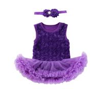 Générique Deguisement Carnaval bébé Fille Barboteuse Tutu Dentelle, Ensemble Anniversaire Bandeau Rose, Costume Princesse Nouveau Né, Tenue Body Mignonne(PP1, 12-24 Months)