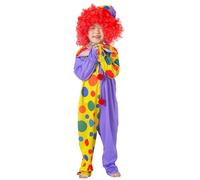 Générique Deguisement Carnaval Enfant Costume Clown Cirque, Tenue Bouffon Coloré Drôle, Ensemble Fête Spectacle Unisexe, Vêtement Comique Mignon(Purple, 110)