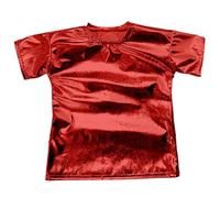 Générique Deguisement Carnaval Enfant T-Shirt Métallisé Brillant, Haut Chorale Scène Garçon Fille, Tenue Spectacle Unisexe Confortable, Vêtement Jeune Mode (Red, 5-6 Years)