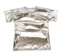 Générique Deguisement Carnaval Enfant T-Shirt Métallisé Brillant, Haut Chorale Scène Garçon Fille, Tenue Spectacle Unisexe Confortable, Vêtement Jeune Mode (Silver, 5-6 Years)