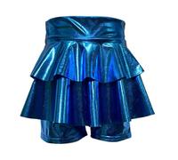 Générique Deguisement Carnaval Fille Ensemble Danse Paillettes, Jupe Tutu Short Assorti Spectacle, Costume Récital Brillant, Tenue Fête Enfant Scène(Sky Blue, 12-13 Years)