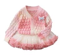Générique Deguisement Carnaval Fille Ensemble Tutu Cardigan, Jupe Dégradé Pull Manche Longue, Costume Automne Hiver Enfant, Tenue Princesse Quotidien Chaude(4-5 Years)
