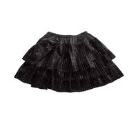 Générique Deguisement Carnaval Fille Jupe Danse Latine Jazz Paillettes, Costume Spectacle Compétition Enfant, Tenue Récital Brillante, Tutu Scène Sequins Chic(Black, 9-10 Years)