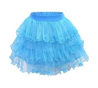 Générique Deguisement Carnaval Fille Jupe Tutu Évasée Ballet Récital, Costume Danseuse Enfant Ceinture Satin, Tenue Spectacle Volants, Bas Fête Tournante Mignonne(Sky Blue, 6-7 Years)