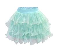 Générique Deguisement Carnaval Fille Jupe Tutu Évasée Ballet Récital, Costume Danseuse Enfant Ceinture Satin, Tenue Spectacle Volants, Bas Fête Tournante Mignonne(Green, 4-5 Years)