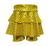 Générique Deguisement Carnaval Fille Jupe Tutu Paillettes, Bas Danse Spectacle Brillant Fête, Costume Scène Enfant Scintillant, Vêtement Récital Mode(Gold, 3-4 Years)