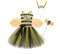 Générique Deguisement Carnaval Fille Robe Abeille Jaune, Costume Insecte Halloween Fête, Tenue Danse Spectacle Enfant, Vêtement Thème Nature Drôle(Yellow2, 4-5 Years)