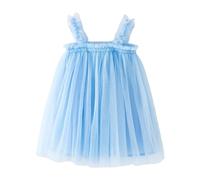 Générique Deguisement Carnaval Fille Robe Bal sans Manches, Tenue Princesse Simple Élégante, Costume Fête Anniversaire Enfant, Vêtement Cérémonie Tulle Doux(Blue, 4-5 Years)