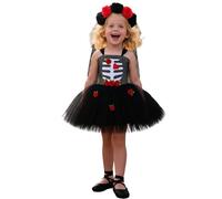 Générique Deguisement Carnaval Fille Robe Gothique Halloween, Costume Mercredi Vampirina Sombre, Tenue Soirée Fête Morts, Vêtement Dentelle Noir(Red, M)