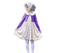 Générique Deguisement Carnaval Fille Robe Grand Mère 100 Jours École, Costume Vieille Dame Drôle Fête, Tenue Centenaire Enfant Vintage Théâtre(Light Purple, 5-6 Years)