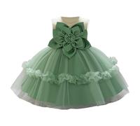 Générique Deguisement Carnaval Fille Robe Satin Fleurs 3D, Costume Soirée Cérémonie Élégant Enfant, Tenue Princesse Anniversaire Chic, Vêtement Fête Luxe(Green, 9-12 Months)