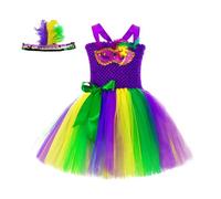 Générique Deguisement Carnaval Fille Robe, Tenue Princesse Colorée Lumineuse Soirée, Costume Cérémonie Enfant Élégant, Robe Bal Pompeuse Mignonne(Purple, M)