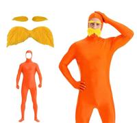 Générique Déguisement Complet Adulte en Lycra Orange Style Seconde Peau pour Incarner le Lorax ou un Étrange Slenderman Idéal pour Fête d'Halloween et de Carnaval Mascaraé