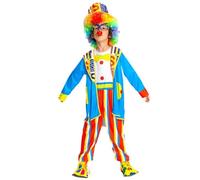 Générique Deguisement Costume Cirque Clown et Arlequin avec Perruque ou Chapeau pour Enfant Garcon ou Fille Fancy Dress Costume pour Carnaval Halloween Cosplay Cirque et Fête Aniversaire