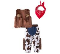 Générique Deguisement Costume De Cowboy Avec Bandana, Deguisement Bebe Enfant Garcon, Gilet Et Chapeau Pour Bebe Enfant Garçons, Brun, Costume Rampant Ensemble Polaire Garçons