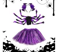 Générique Déguisement d'Araignée Complet, Robe Déguisement Fille Araignée Halloween, Tenue de pour de 2 à 15 Ans, Attrayante pour Maternelle, Maison Hantée, Cosplay et