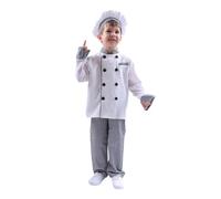 Générique Déguisement de chef pour garçon avec toque et tablier, idéal pour jouer à la cuisine et faire des cours de pâtisserie.