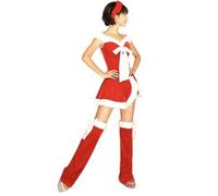 Générique Déguisement De Mère Noël Doublure Polaire Mère Père Saint Santa Claus Mini Robe Valentin Costume Pour Adulte Noël Deguisement Pere Noel Xxl Chemise Nuit(A#Rouge,Taille unique)