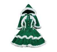 Générique Déguisement De Mère Noël Doublure Polaire Vêtement Noel Deguisement Pere Adulte Velours Santa Claus Robe Costume Luxe Femmes Robes Manche Longue Lingerie Pour (Dark Vert #1,M)