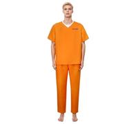 Générique Déguisement de Prisonnier Orange avec Un Haut + Un Pantalon pour Homme et Femme Costume Prisonnier et Menottes Deguisement Prisonnier pour Halloween, Cosplay, Carnaval