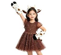 Générique Déguisement De Vache | Ensemble Robe Fille avec Serre-tête Queue et Gants en forme de Vache | Robe Tutu De Princesse,Pour Concert, Fête, Cosplay, Carnaval, Bal Masqué Et Événement Scolaire