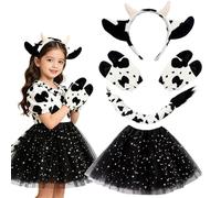 Générique Déguisement De Vache,Set De Vêtements Fille Avec Serre-Tête Queue Et Gants Vache | Robe Tutu De Princesse | Pour Cosplay, Soirée, Concert, Carnaval, Bal Masqué Et Événement Scolaire