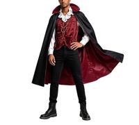 Générique Déguisement de vampire pour adulte Déguisement de vampire médiéval Renaissance luxe Jeu rôle Sins Cosplay classique avec cape Costume d'Halloween du comte Dracula
