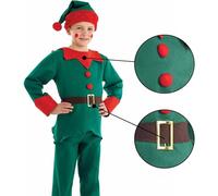 Générique Déguisement Elfe Deluxe Pour Enfant Lutin De Noëls Fille Robe Danse Noël Santa Claus Châle Costume Vintage Noel Imprimé Avec Serre-Tête Tutu Ideal Les Fêtes (Vert#B,12-13 ans)